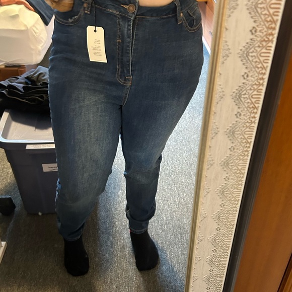 Stretch Blue Denim High-waisted Jeans -plus size - Picture 3 of 6